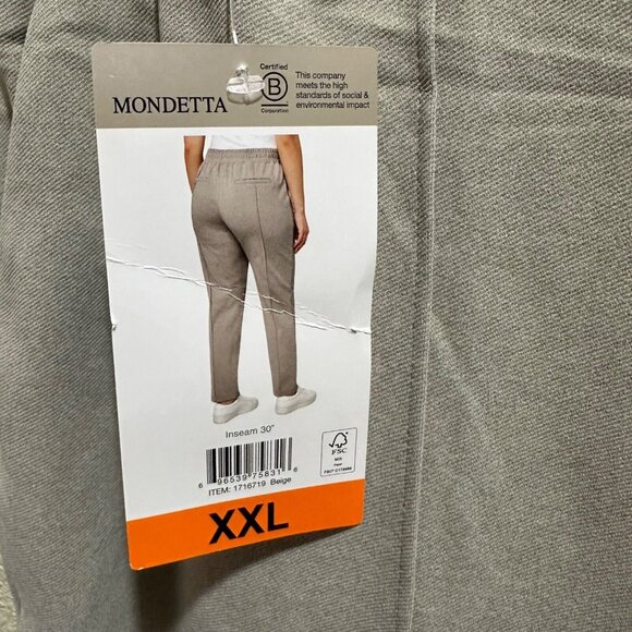 Mondetta Pintuck Straight Leg Pant XXL Beige Recycled Fabric Elastic Waist NWT - Picture 5 of 8